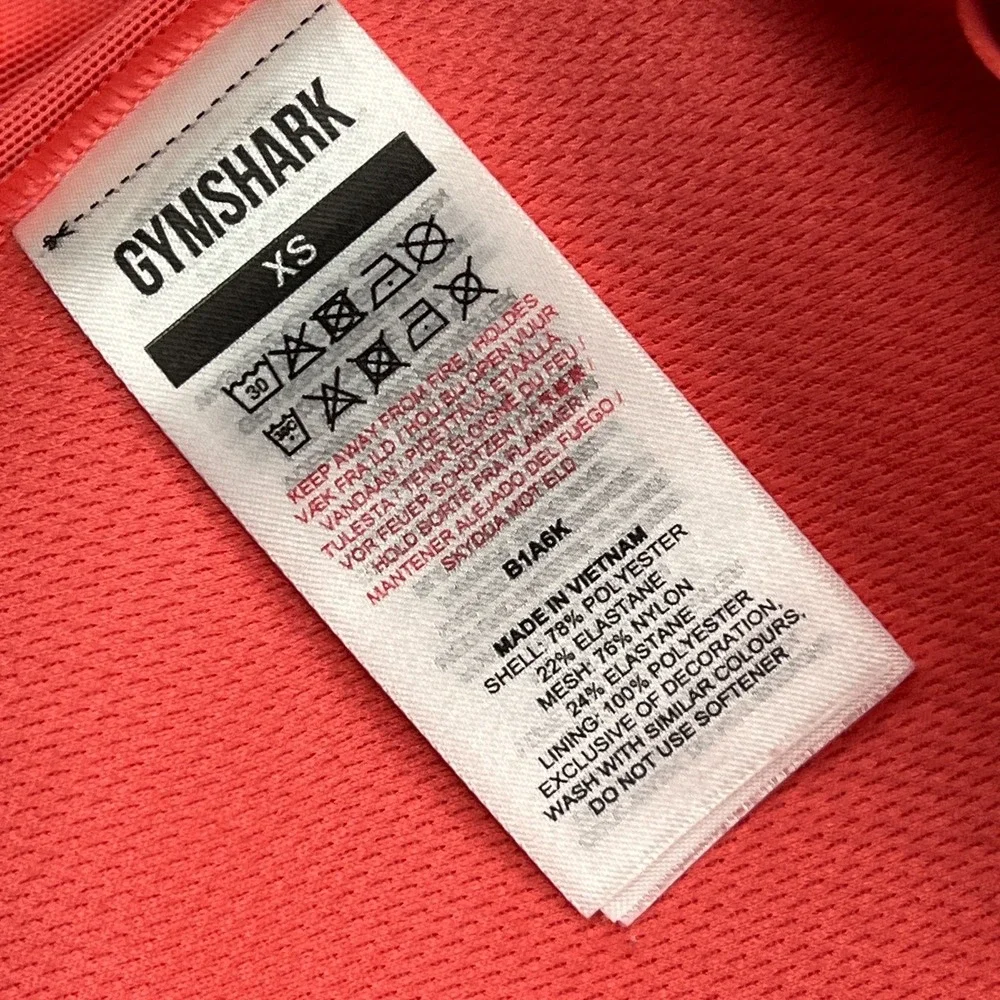 Gymshark Sport Bra Womens XS Coral High Support Open Back‎ Padded Adjustable